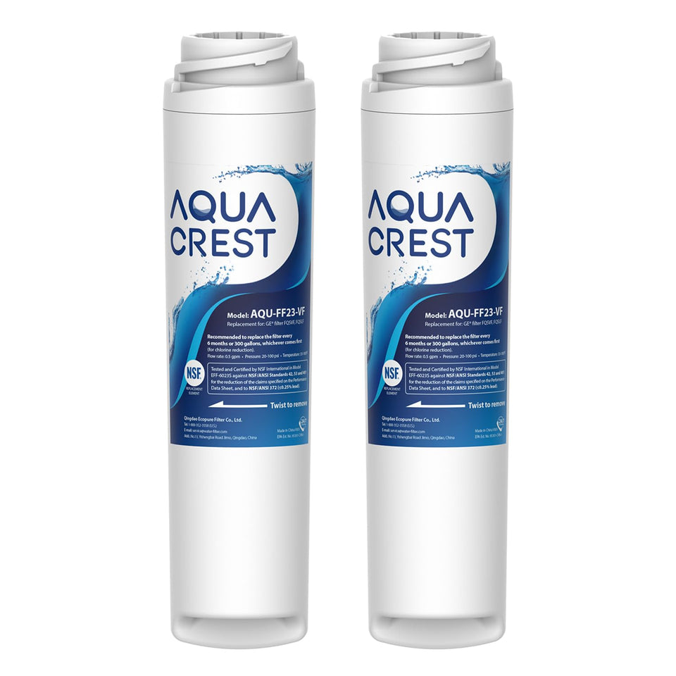 AQUA CREST under-sink filter packaging ready for quick installation.