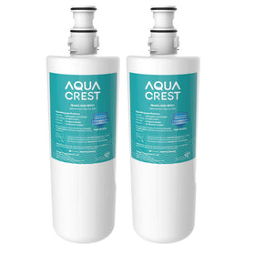 Aqua Crest WF01 under-sink filter visible under the cabinet for clean water.