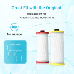 Dual activated carbon blocks inside AQUA CREST WF52-R reduce chlorine taste and odor.
