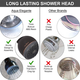 Aqua Elegante anti-clog silicone nozzles resist mineral buildup for steady flow.
