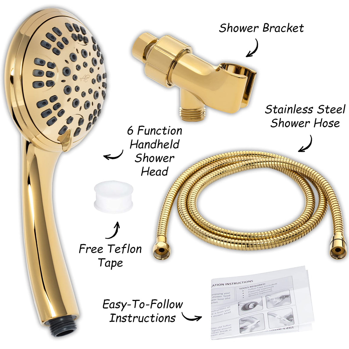 Aqua Elegante 60-inch stainless steel hose for flexible, kink-resistant showering