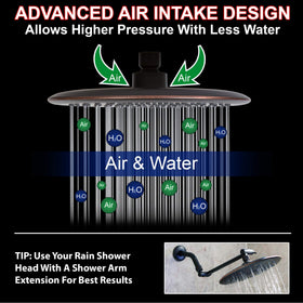 Aqua Elegante overhead rain shower head provides wide coverage for spa-like showers