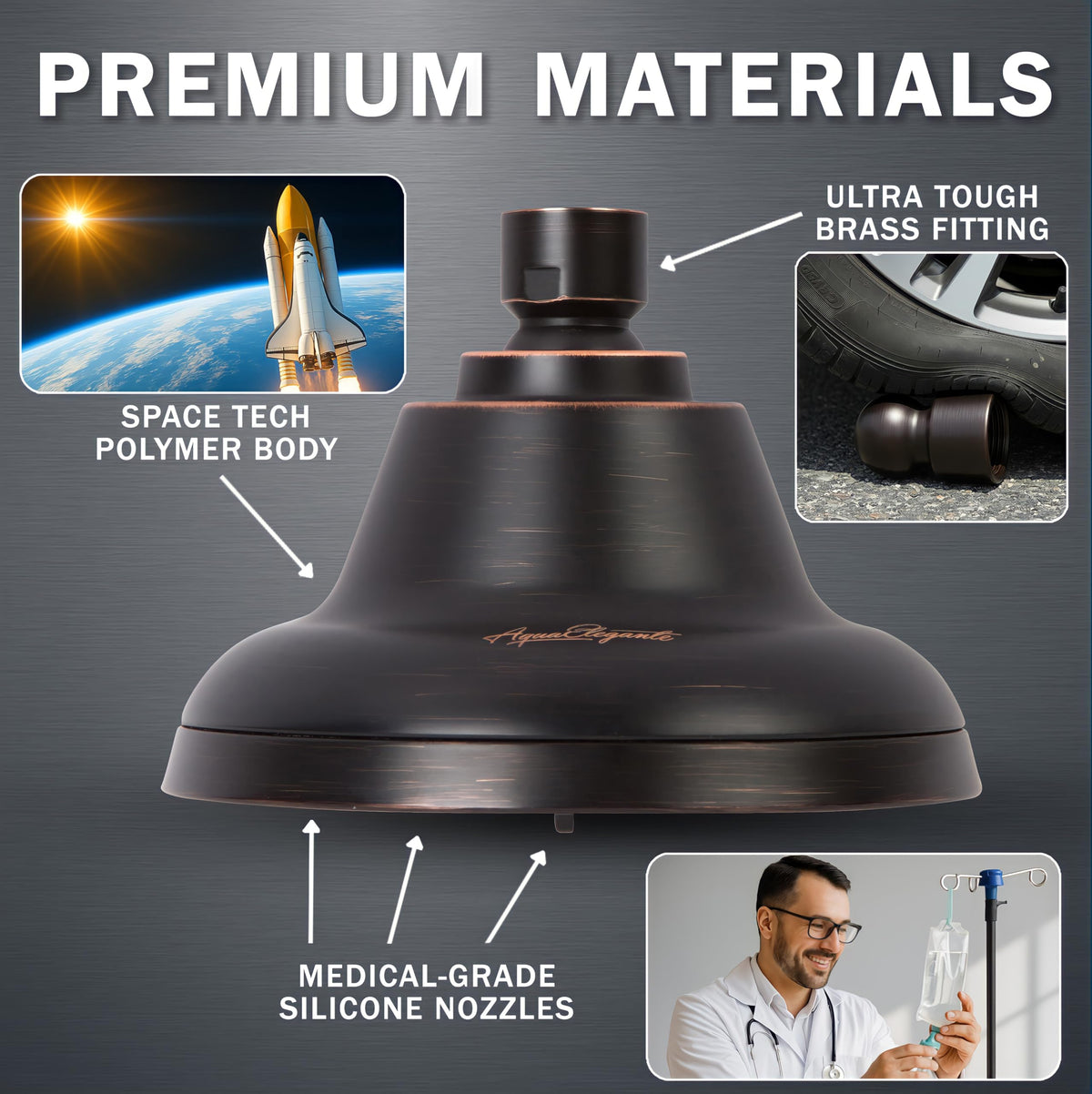 Aqua Elegante space-tech polymer construction resists wear and corrosion.