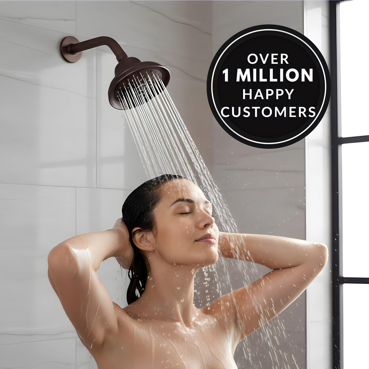 Aqua Elegante tool-free installation works with standard shower arms.