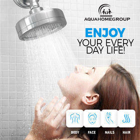 Vitamin-infused AquaHomeGroup shower benefits skin and hair softness.