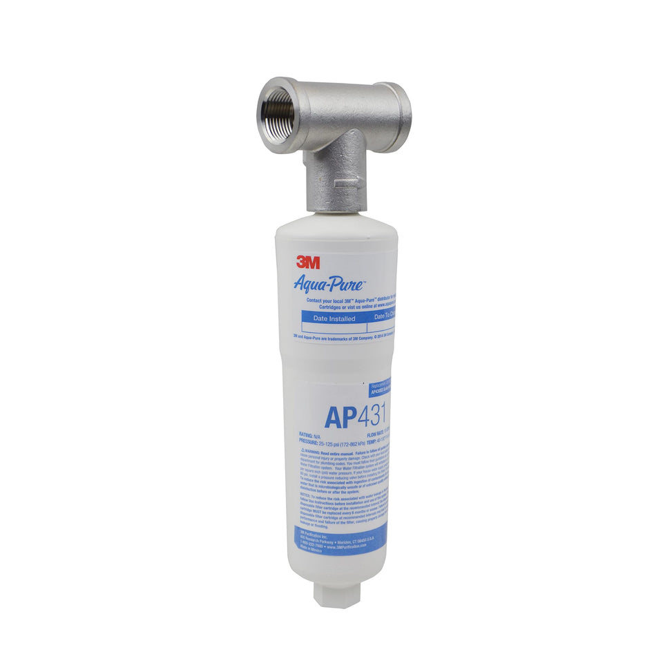 Aqua-Pure AP430SS installation diagram showing inline hookup for scale control.