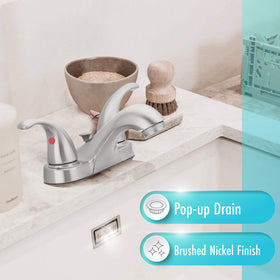 Aqua Vista brushed-nickel-finish faucet with timeless style and corrosion resistance