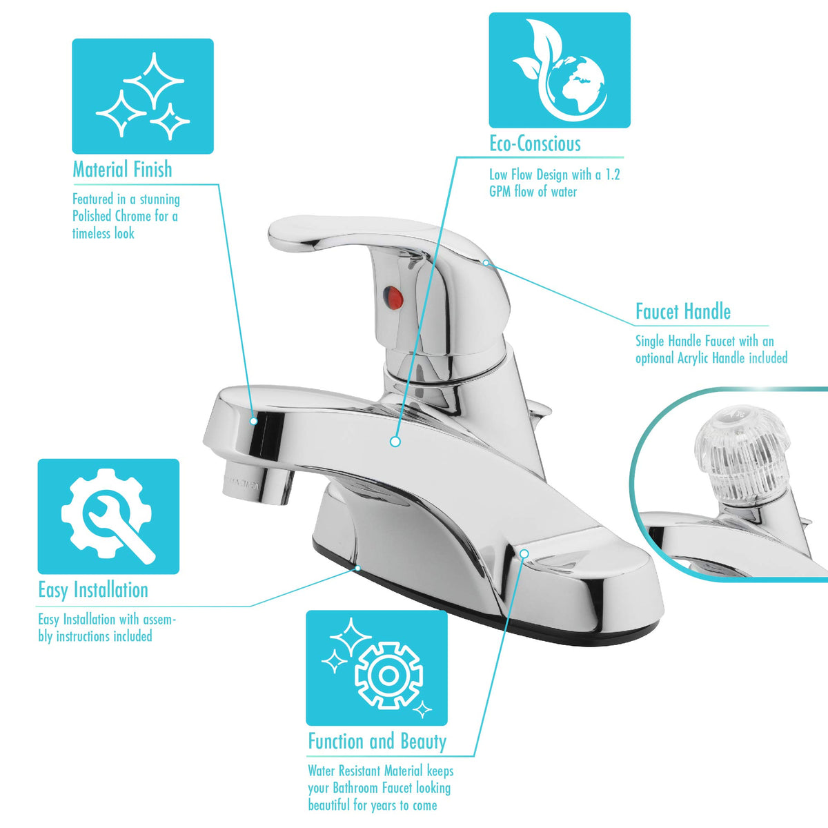 Aqua Vista 30-B410-AV 1.2 GPM flow supports efficient water use.