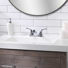 Aqua Vista 4-inch centerset design highlights precise temperature control.