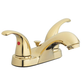 Aqua Vista two-handle bathroom faucet in polished brass with easy operation and daily use