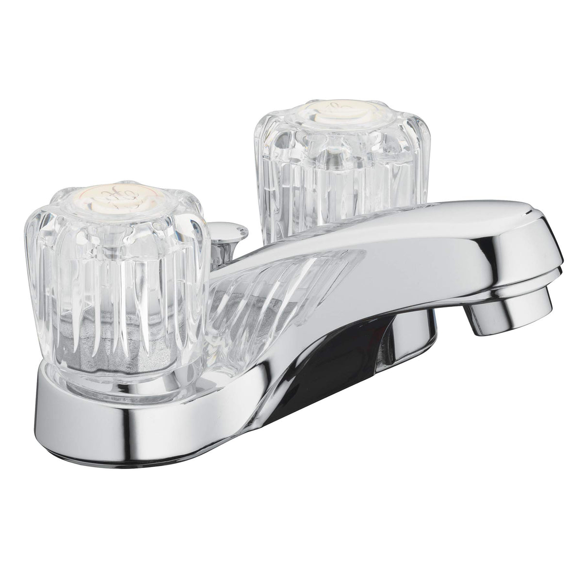 Aqua Vista two-handle faucet with polished chrome finish, easy-to-clean surface