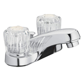 Aqua Vista two-handle faucet with polished chrome finish, easy-to-clean surface