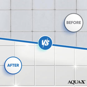 AQUA-X Grout Cleaner bottle back label highlights non-toxic, plant-based formula