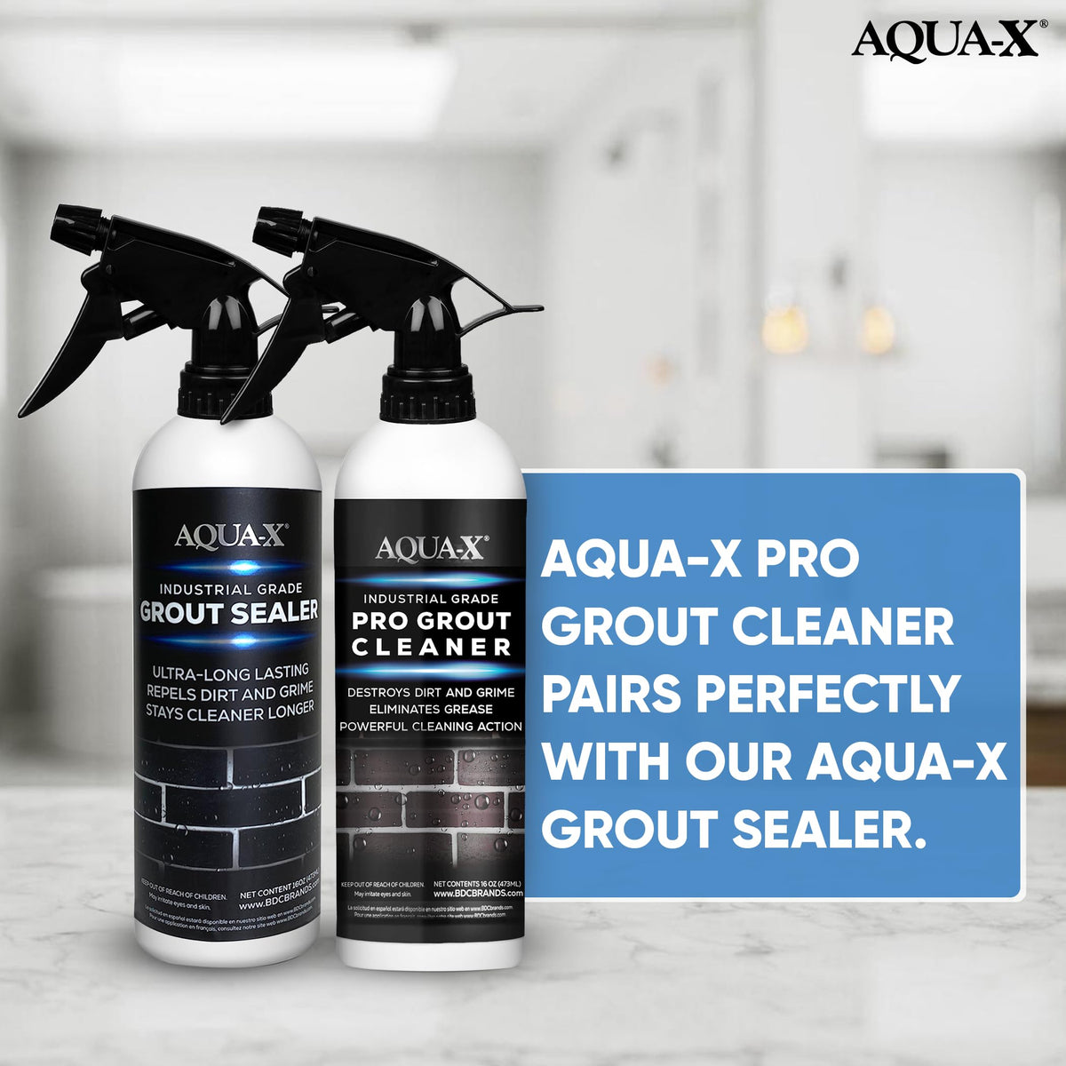 AQUA-X Grout Cleaner post-clean finish reveals whitened grout