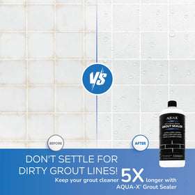 AQUA-X Grout Sealer sealing a kitchen backsplash tile for stain resistance.