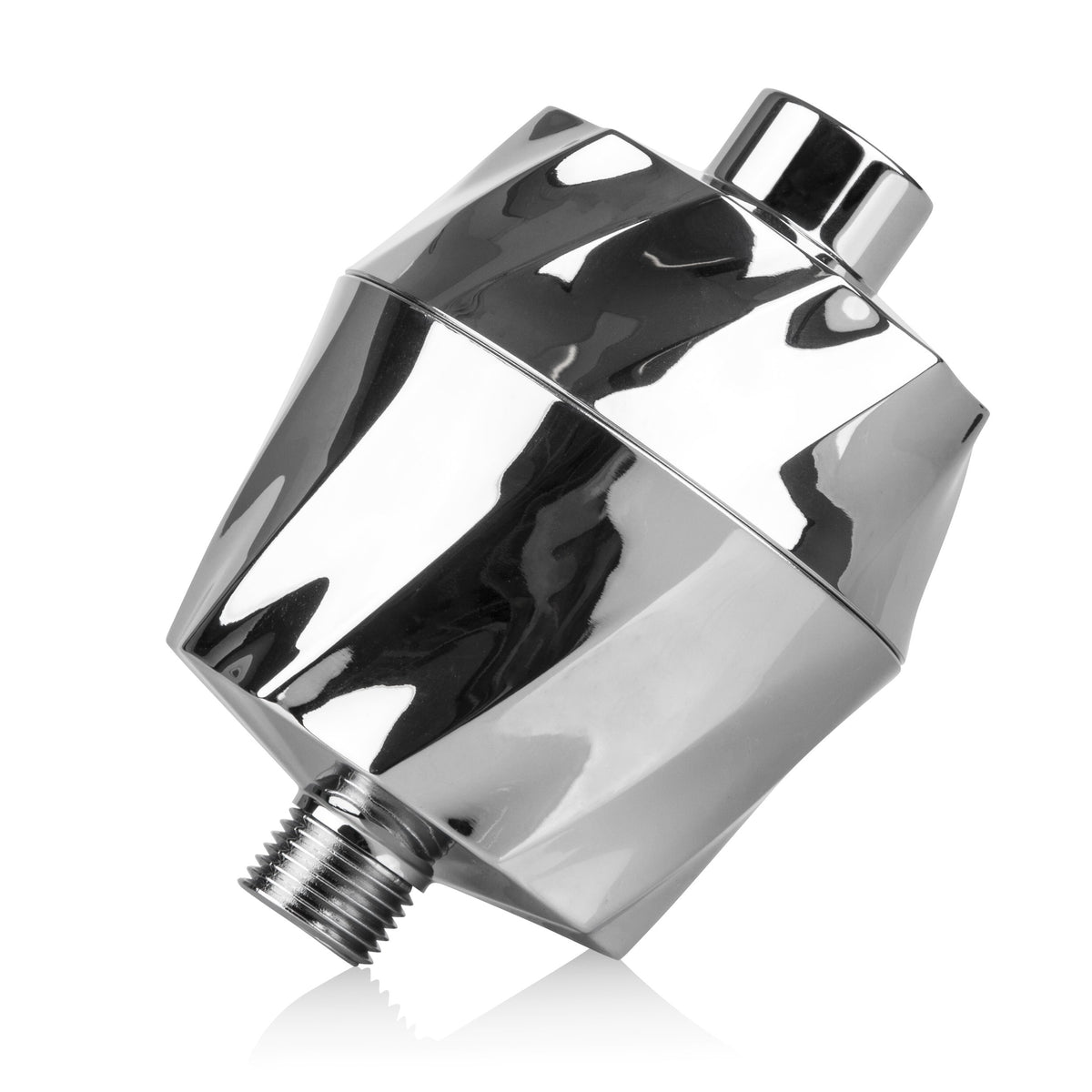AquaBliss HD Revitalizing Shower Filter front view in chrome, reduces chlorine exposure