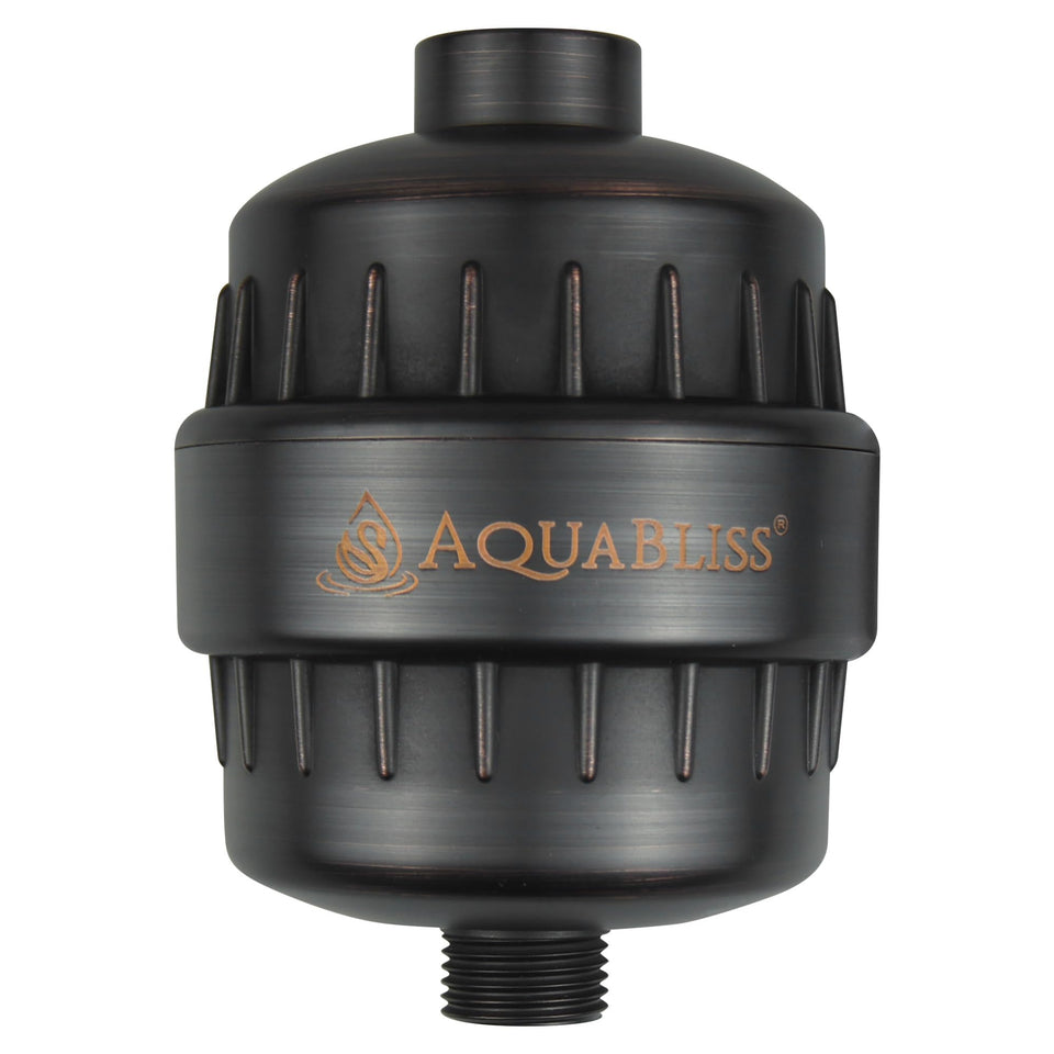 AquaBliss high-output revitalizing shower filter front view with media reduces chlorine exposure for skin and hair