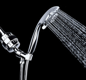 AquaBliss packaging with chrome shower filter upgrade for better water
