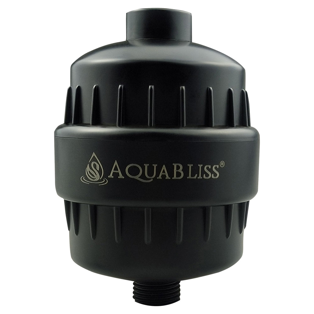 AquaBliss SF100-BK packaging shows quick, tool-free install for the shower filter.