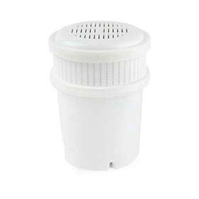 AquaBliss XL filter cartridge reduces odors and chlorine for crisper water.