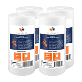 Aquaboon 5 micron filter cartridge assembly in a housing for well water filtration.