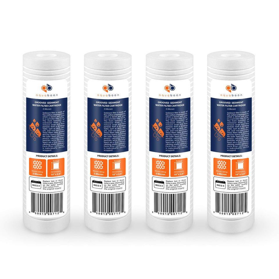 Aquaboon 5 micron sediment filter 10x2.5 grooved for clear water at every faucet.
