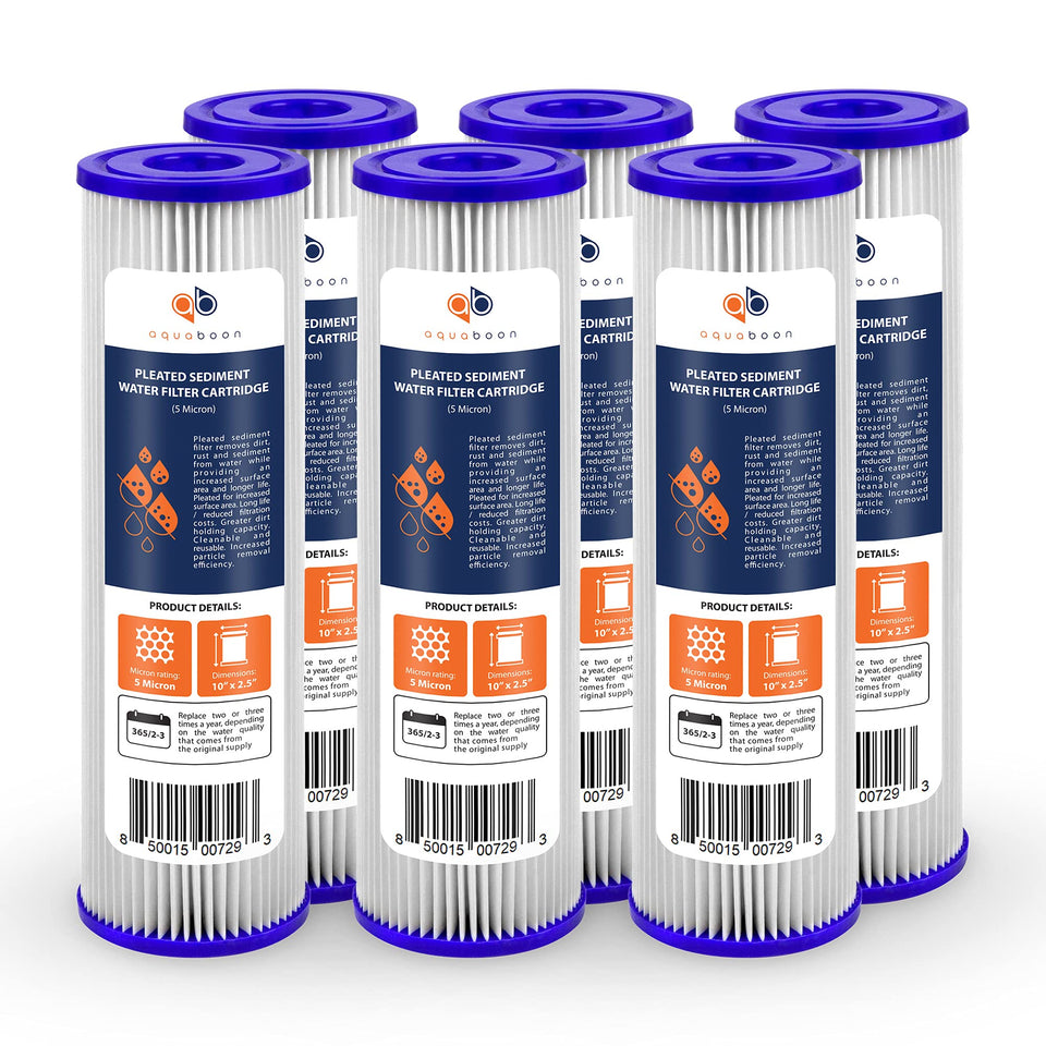 Aquaboon 5 Micron sediment filter with pleated design for 10-inch housings improves sediment removal
