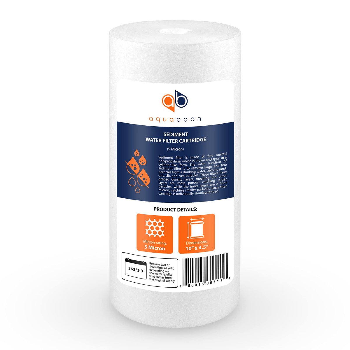 Aquaboon 4-pack packaging of sediment filters for home use.