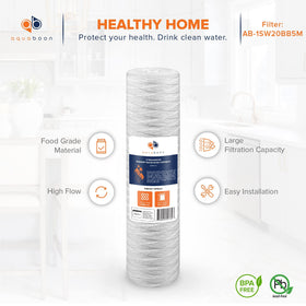 Aquaboon 20x4-5 filter maintains steady water pressure for whole-house filtration