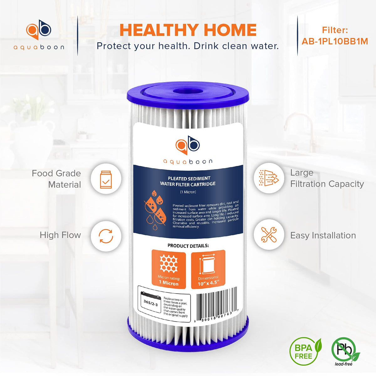 Aquaboon washable and reusable filter promotes sustainable home filtration.