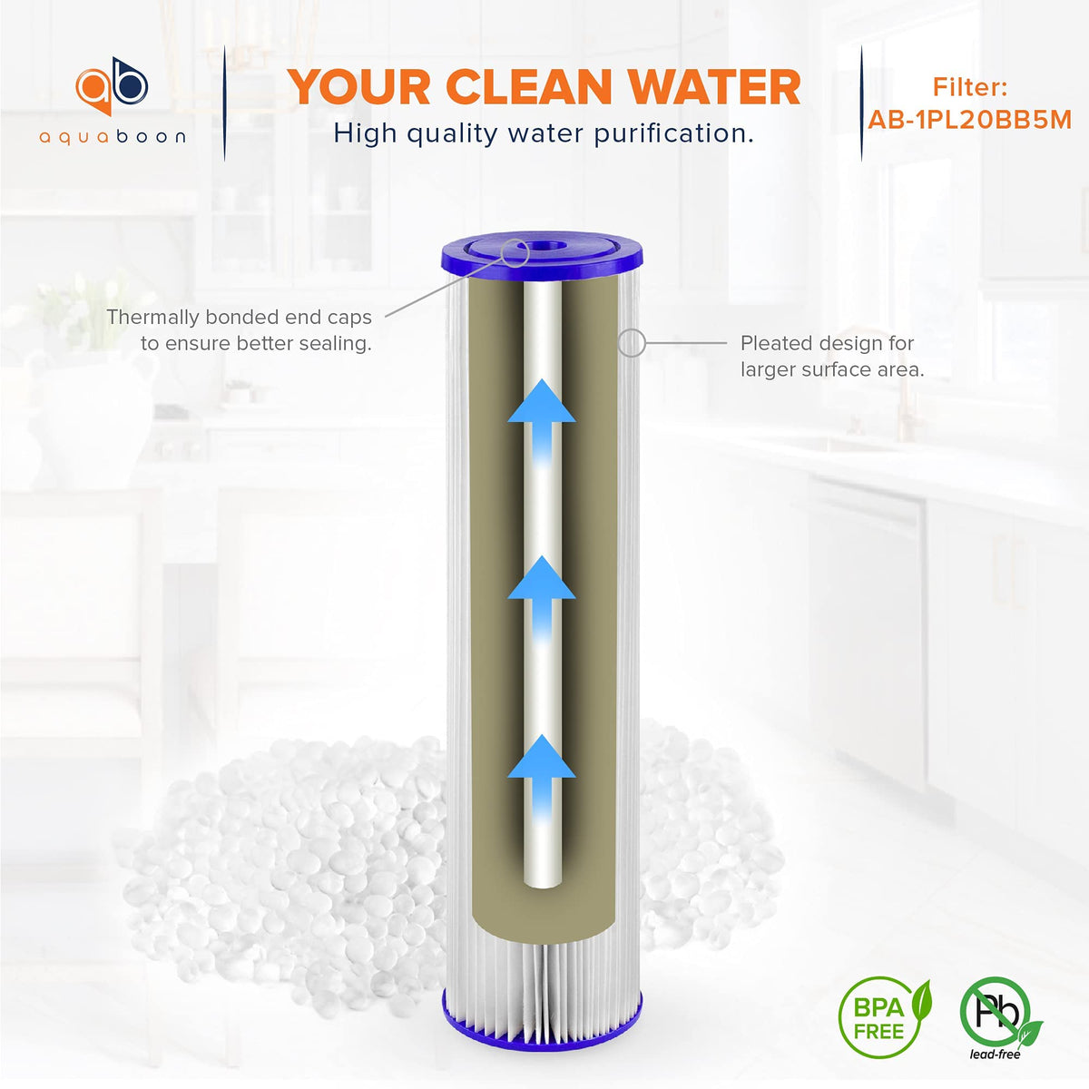 Aquaboon filter demonstrates steady water flow with minimal pressure drop.
