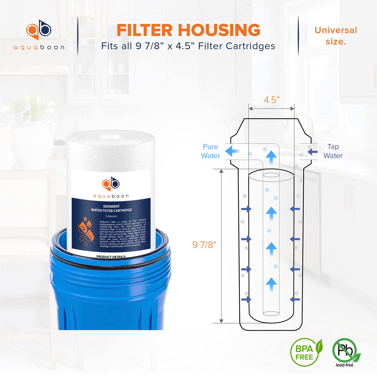 Aquaboon sediment filter setup showing whole-home filtration in action.
