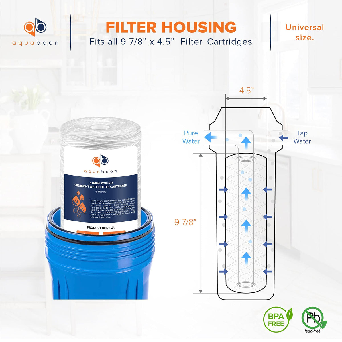 Aquaboon whole-house filtration system image showing installation-ready components.