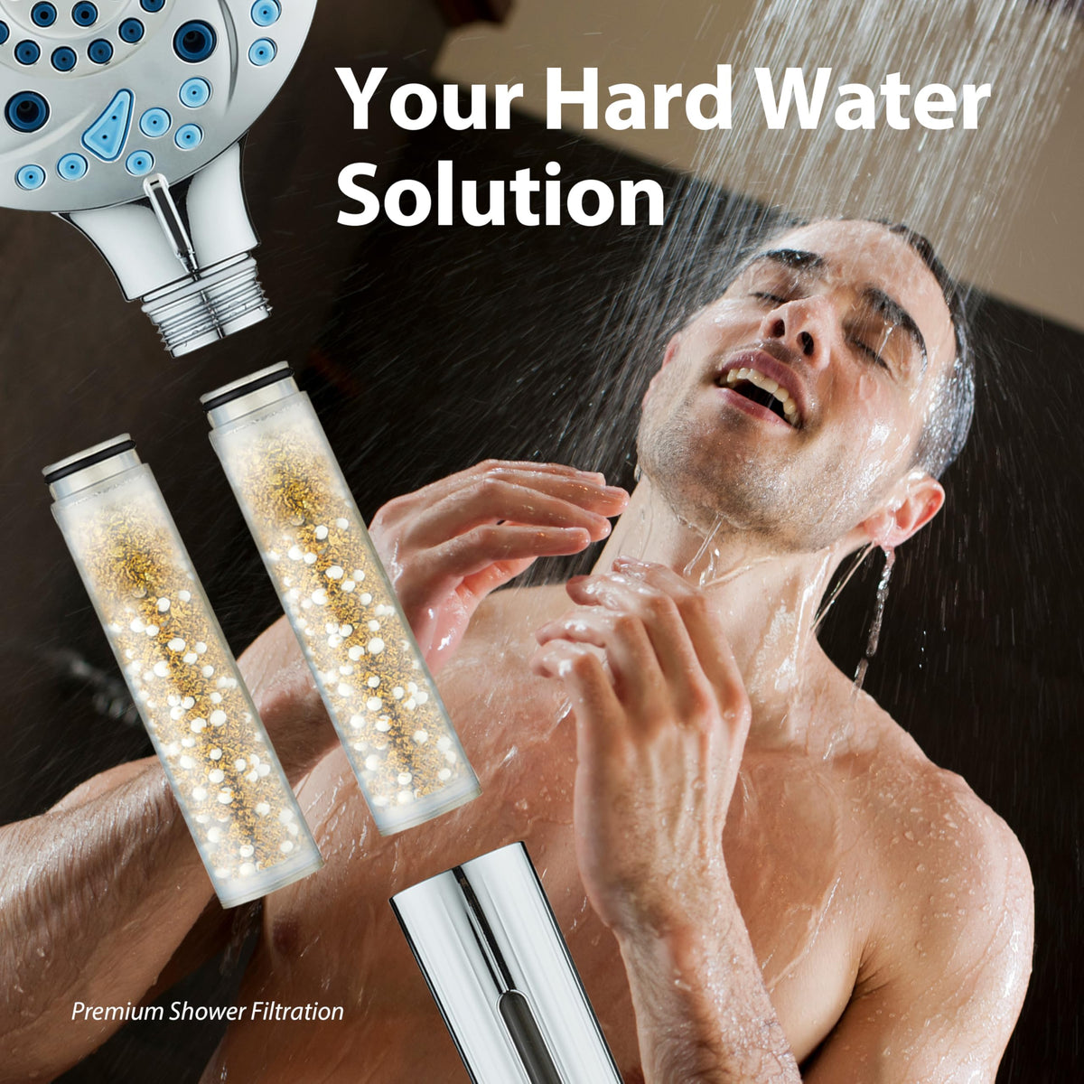AquaCare purified water image implies refreshed skin and hair.