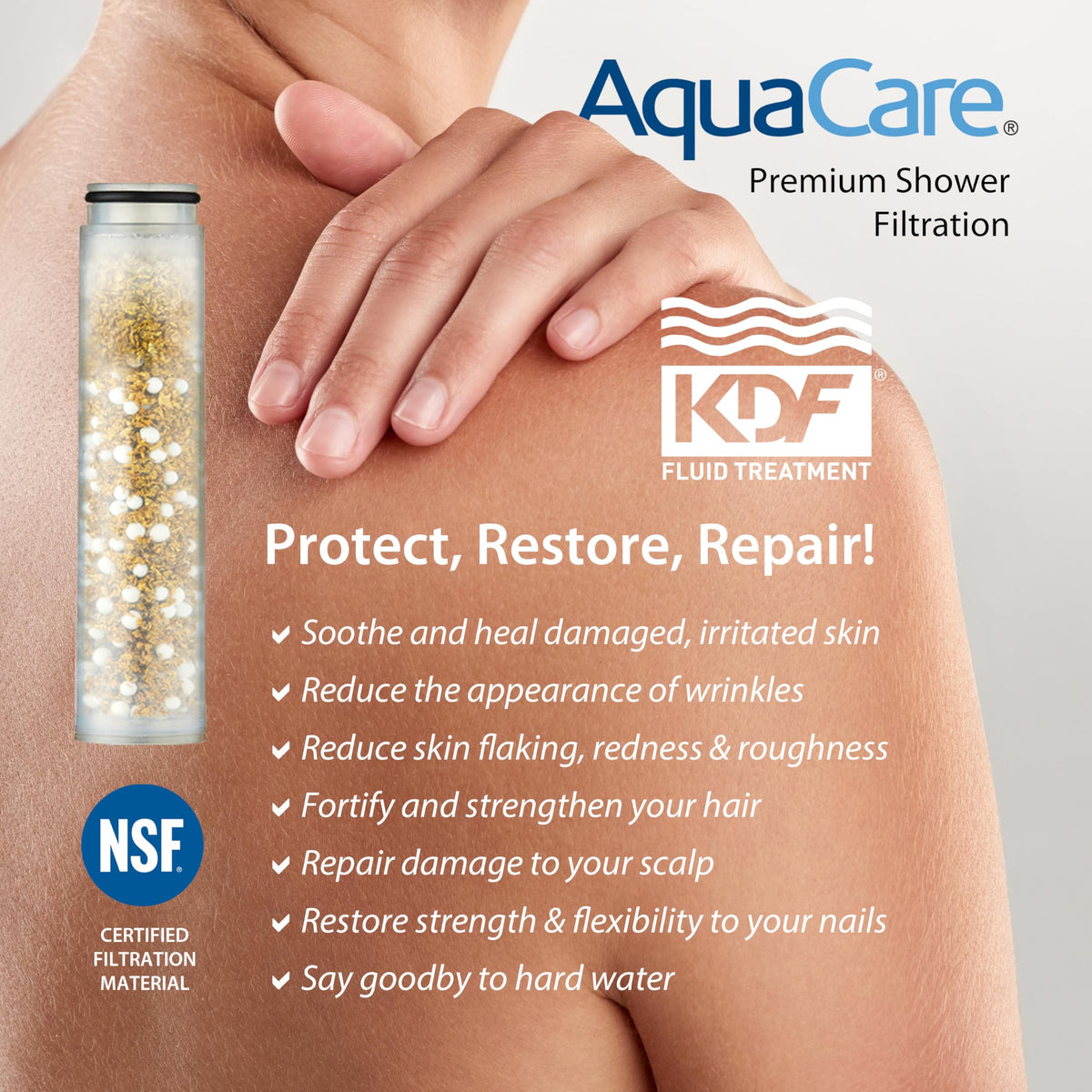 AquaCare Stay-Clean nozzles resist buildup for lasting performance.