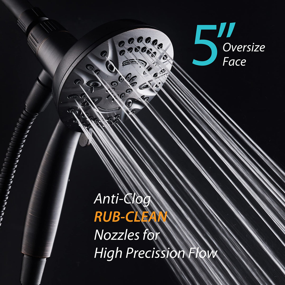 AquaDance angle-adjustable bracket enables overhead or handheld use