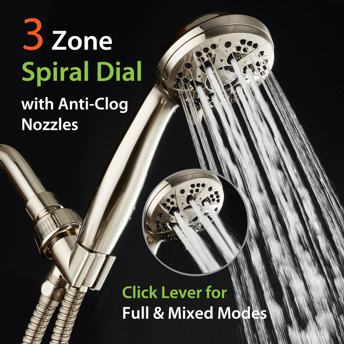 AquaDance angle-adjustable overhead bracket for hands-free, precise spray placement