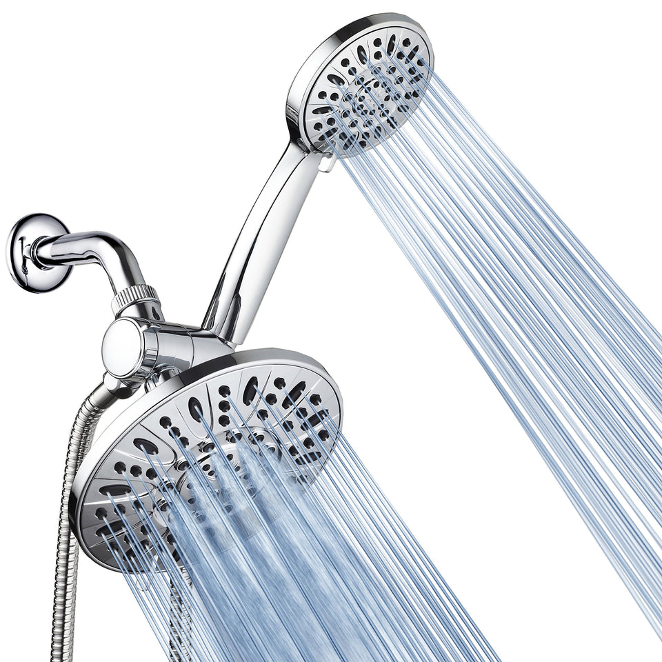 AquaDance California 7-inch rainfall showerhead face delivers wide coverage for a spa-like shower.