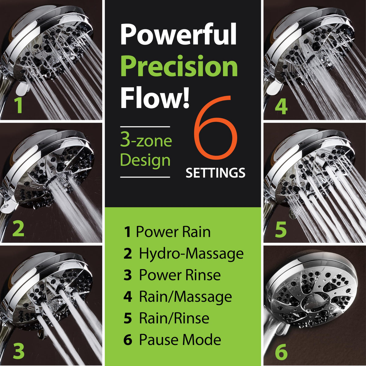 Aquadance chrome-face overhead-mount provides a sleek, durable shower setup.