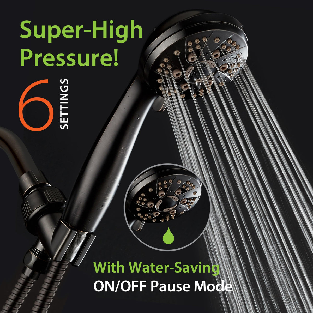 AquaDance handheld shower with ergonomic grip for comfortable control during a shower.