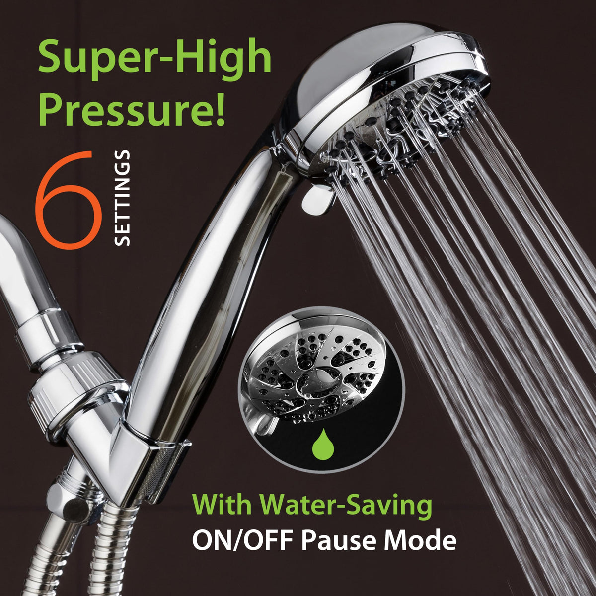 Aquadance handheld shower with overhead bracket enables hands-free comfort.
