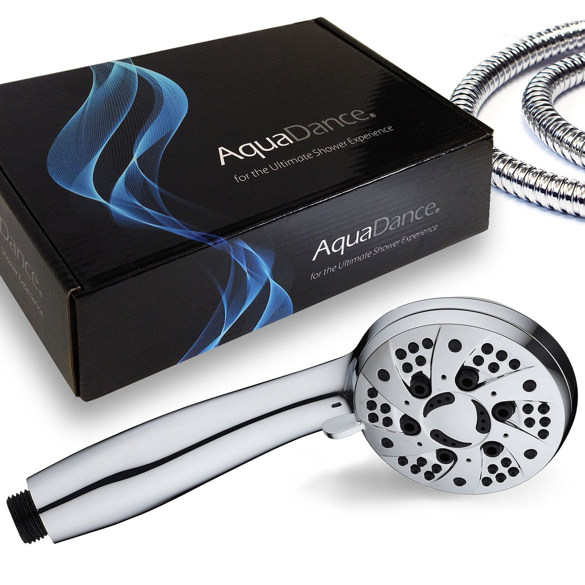 AquaDance handheld shower with hose for versatile overhead or handheld use.