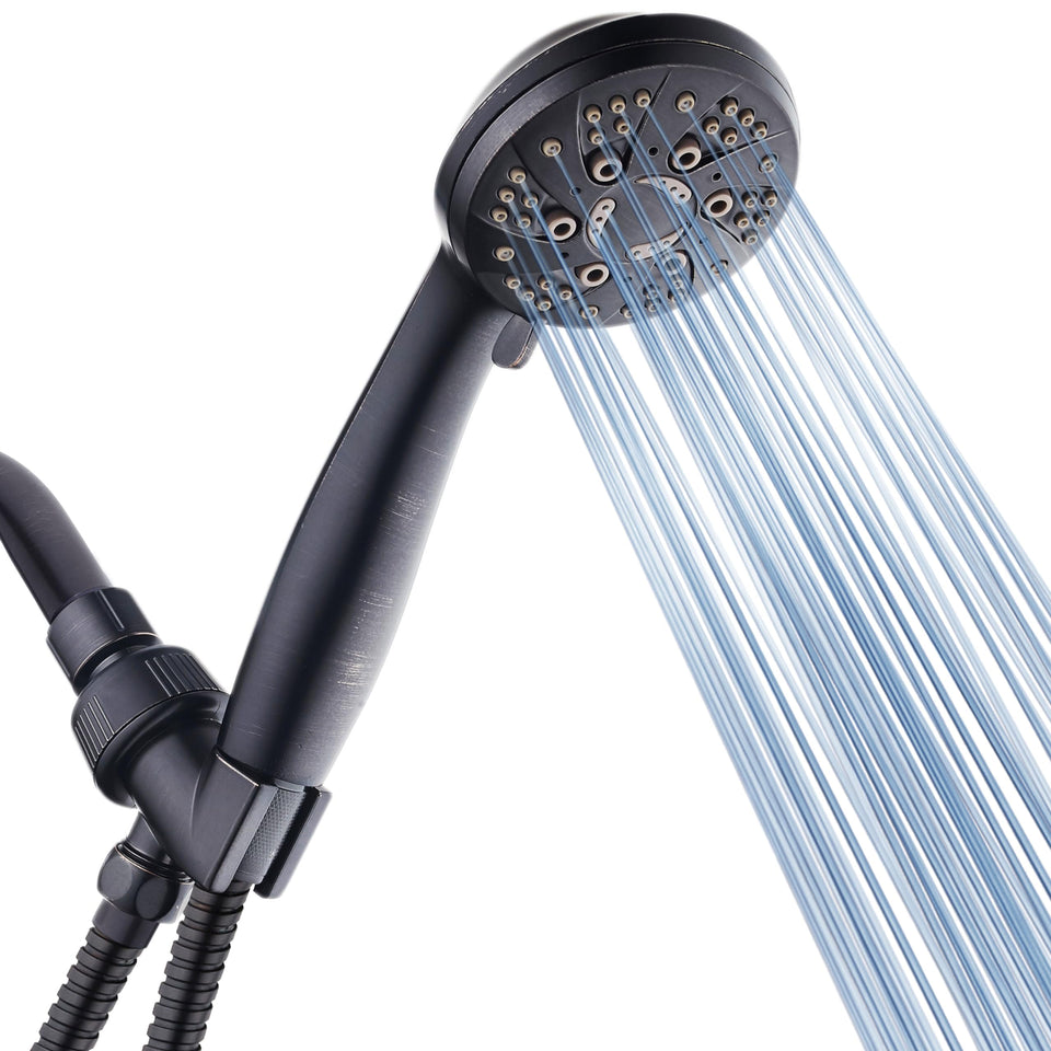 AquaDance high-pressure shower head face with customizable spray patterns for thorough rinsing.