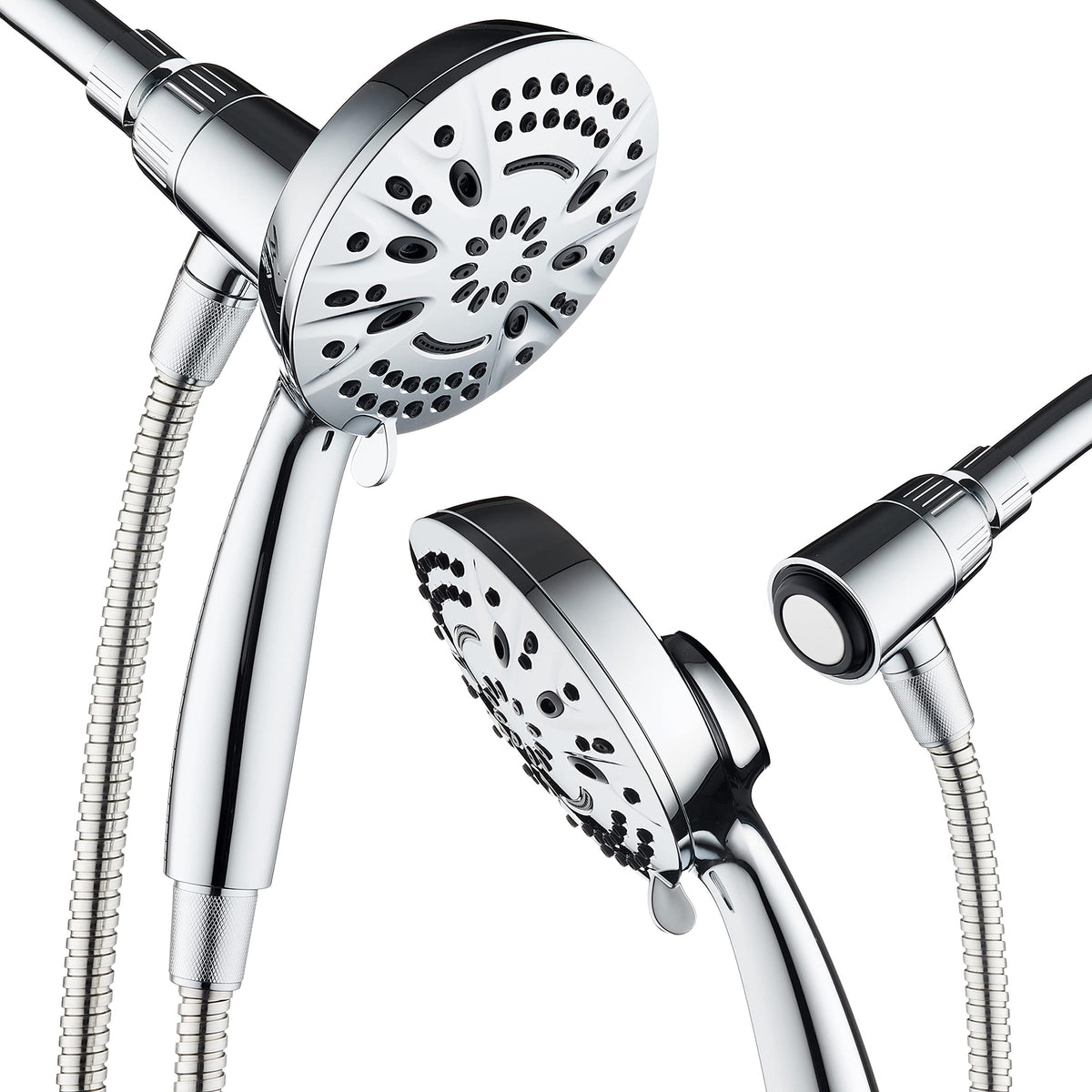 Aquadance magnetic docking bracket anchors the shower head for effortless hands-free docking