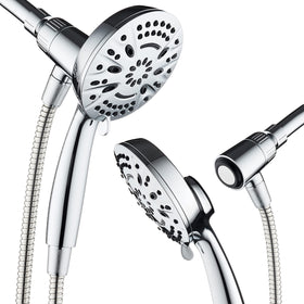 Aquadance magnetic docking bracket anchors the shower head for effortless hands-free docking