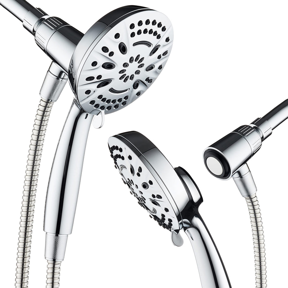 Aquadance magnetic docking bracket anchors the shower head for effortless hands-free docking