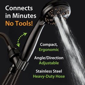 AquaDance stainless steel hose five-foot length provides flexible reach.