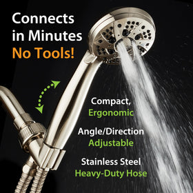 AquaDance 5-foot stainless steel hose provides extended reach during showers