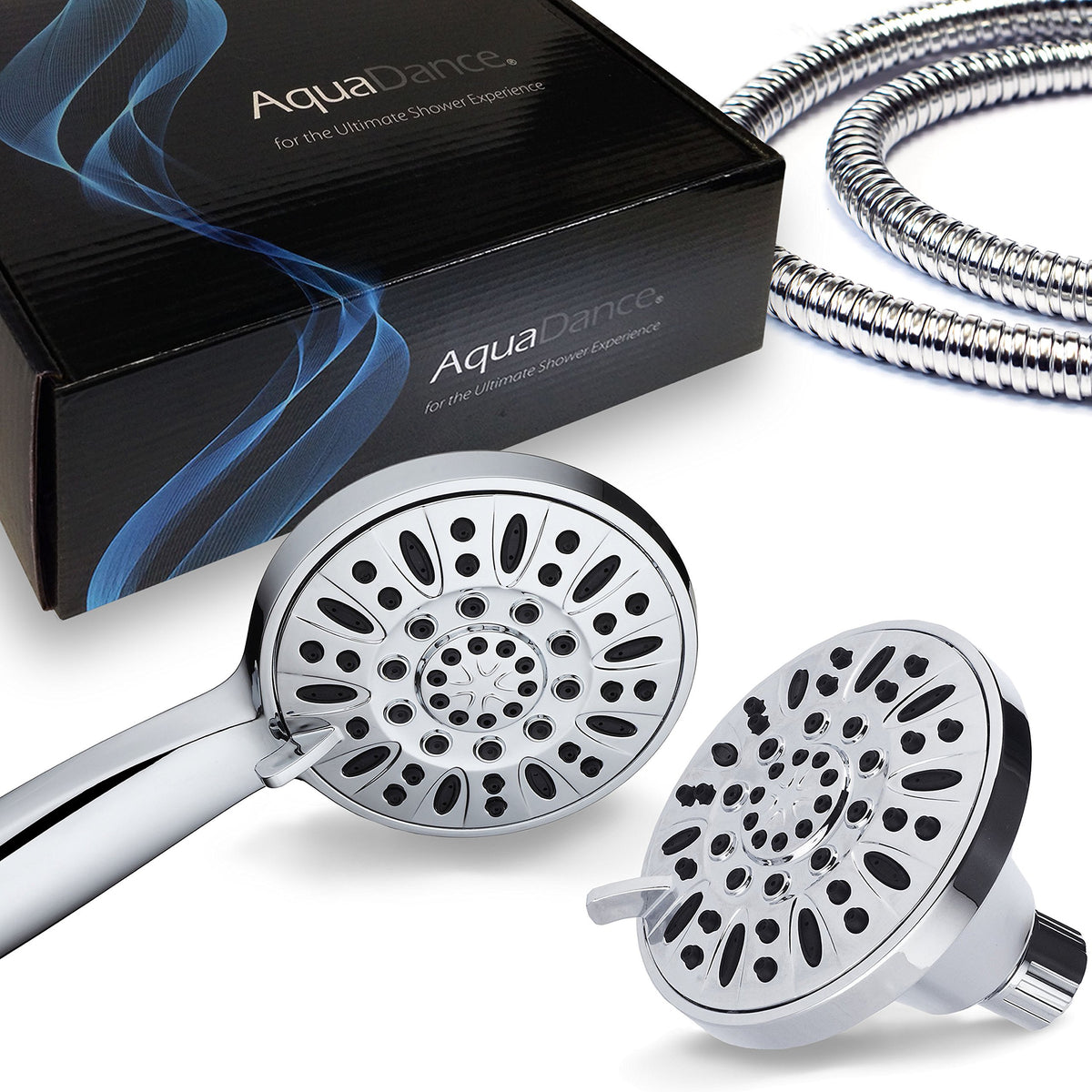 AquaDance Total Chrome handheld shower head for flexible cleaning and rinsing