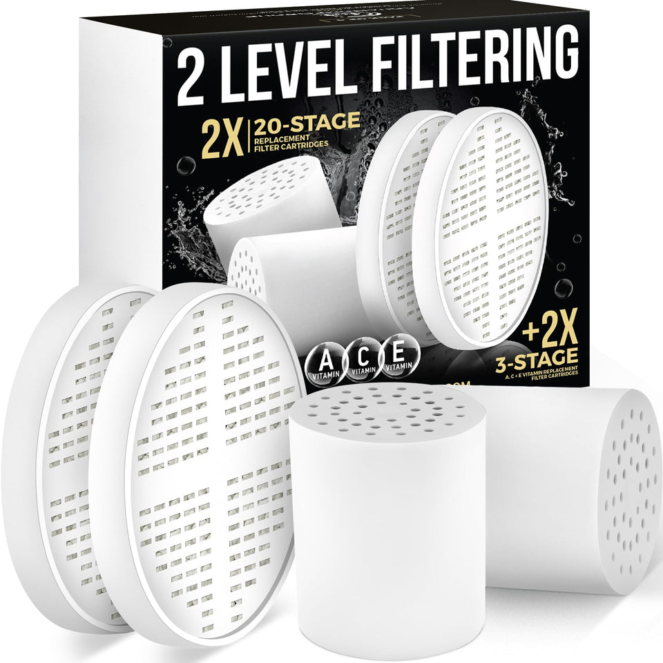 AquaHomeGroup 20-stage bundle filtration visual boosts bathwater purity for sensitive skin.